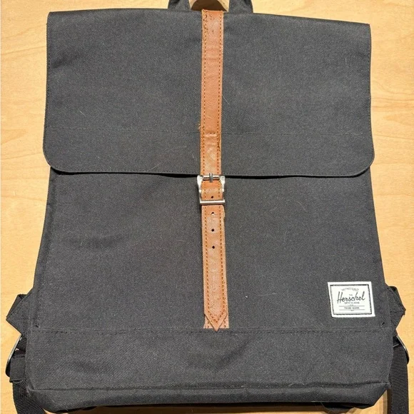 Herschel Supply Company Black Backpack with Tan Straps Herschel Little America Backpack 30L | Herschel Supply Co main image 4